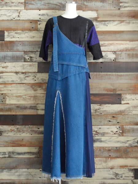 SIDE  TULLE  PLEATED  DENIM JUMPER  SKIRT/AULA AILA(アウラアイラ)/着用