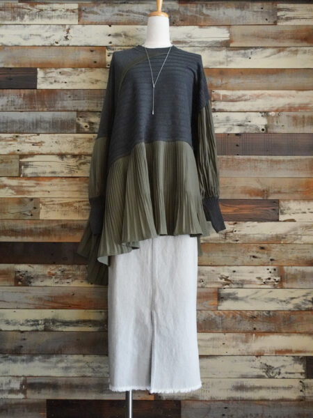 プリーツ切替ニットプルオーバー／OSMOSIS(オズモーシス)／コーディネート