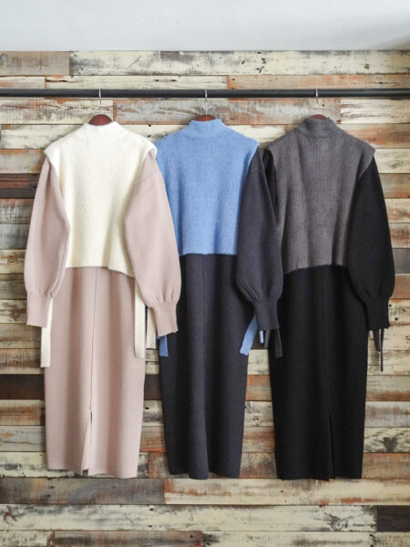 【2点SET】ZIPベストセットニットワンピース／YECCA VECCA（イエッカヴェッカ）