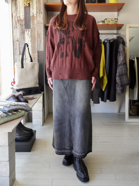 ダメージデザインニットプルオーバー／着用