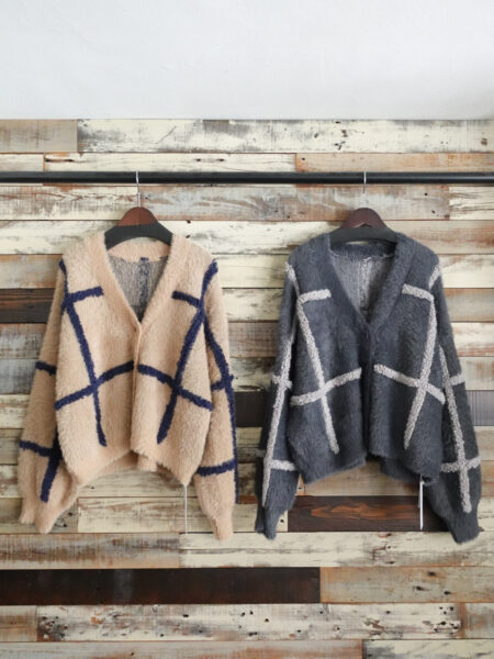 ボアラインシャギーニットカーディガン