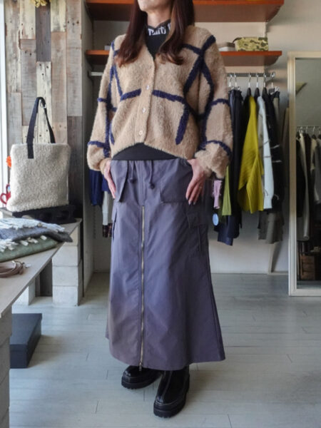 ボアラインシャギーニットカーディガン/着用コーデ