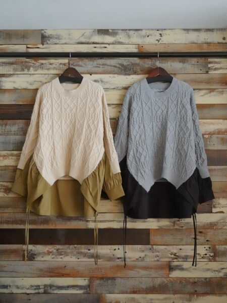 ケーブル編切替ニットプルオーバー/OSMOSIS (オズモーシス)