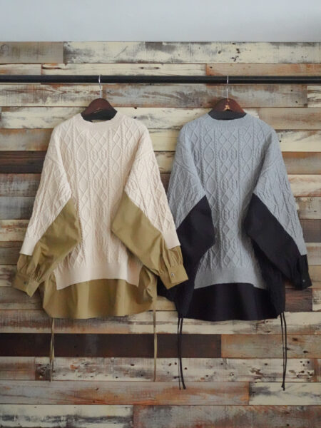 ケーブル編切替ニットプルオーバー/OSMOSIS (オズモーシス)