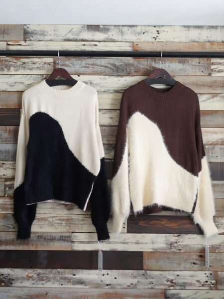 シャギー切替ニットプルオーバー