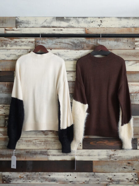 シャギー切替ニットプルオーバー