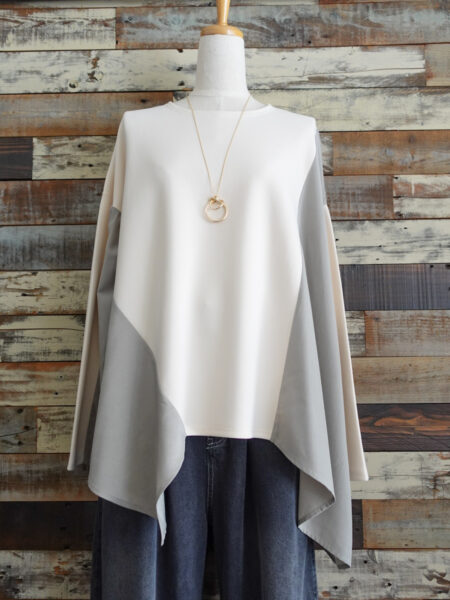 アシンメトリー切替フレアープルオーバー／OSMOSIS (オズモーシス)／着用