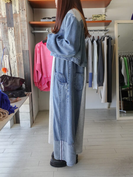 テンセルデニム✖️カット切替ワンピース/左サイド