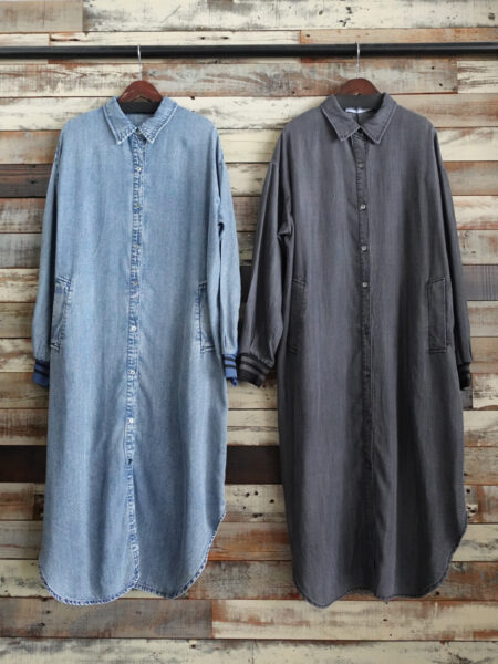 テンセルデニムバックラインシャツワンピース