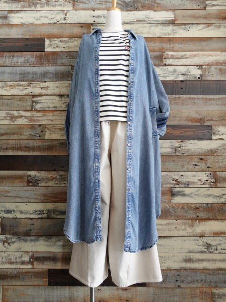 テンセルデニムバックラインシャツワンピース/コーディネート