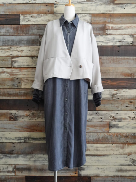 テンセルデニムバックラインシャツワンピース/コーディネート