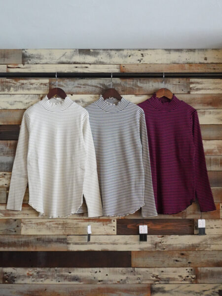 ボーダーコットンリブニットプルオーバー