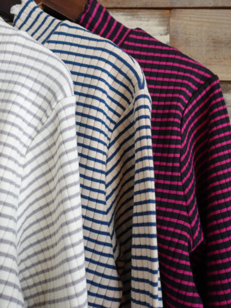 ボーダーコットンリブニットプルオーバー