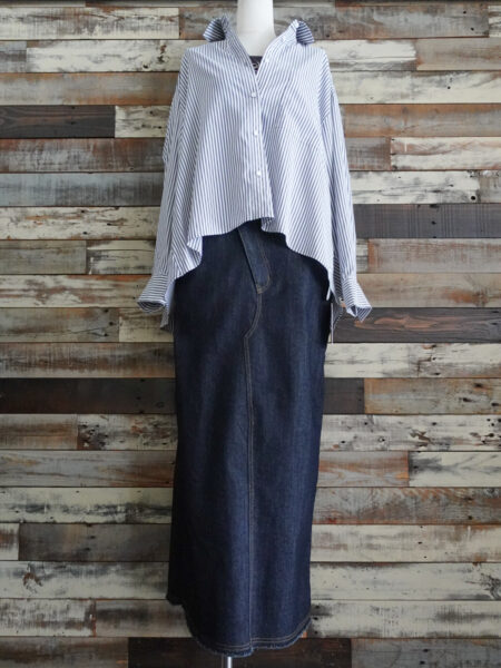 ストレッチロングデニムスカート/コーディネート