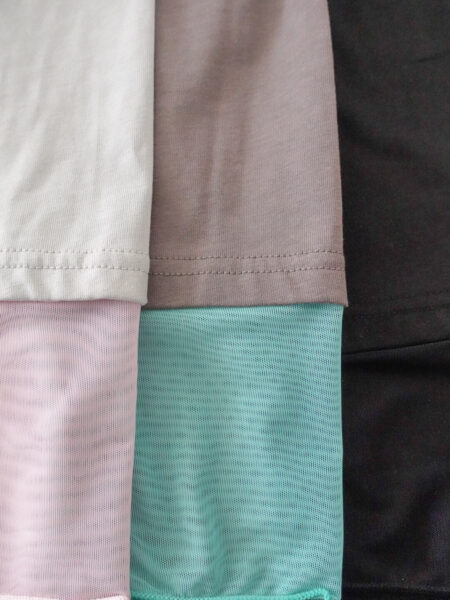 袖チュール切替ロングTシャツ