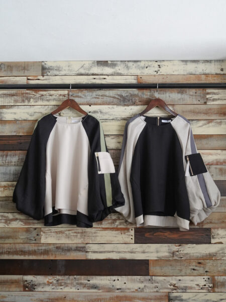 配色デザインバックジッププルオーバー