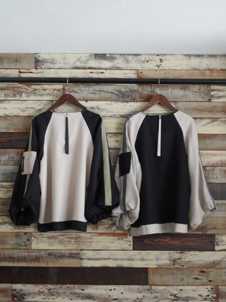 配色デザインバックジッププルオーバー