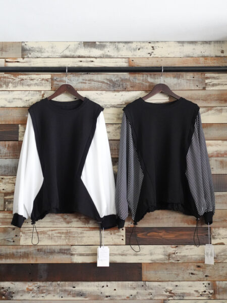 袖シフォン切替プルオーバー