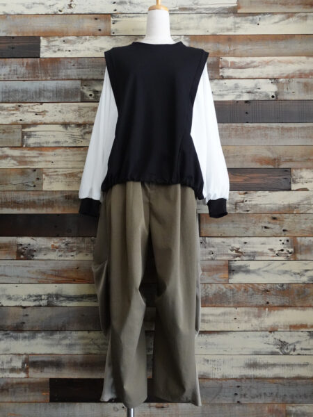 袖シフォン切替プルオーバー／コーディネート