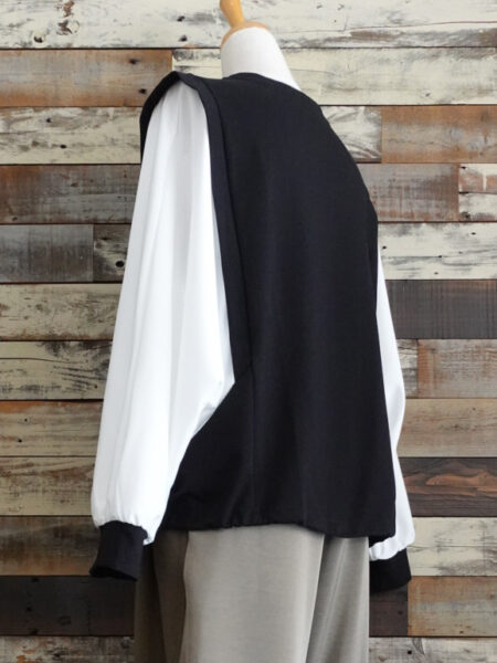 袖シフォン切替プルオーバー