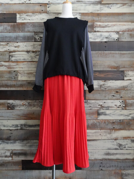 袖シフォン切替プルオーバー／コーディネート