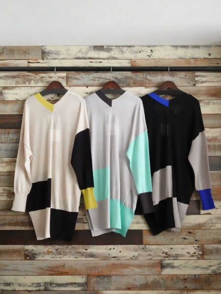 カラーブロックニットカーディガン／OSMOSIS(オズモーシス)