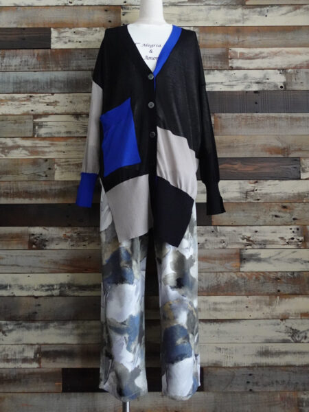 カラーブロックニットカーディガン／OSMOSIS(オズモーシス)／コーディネート