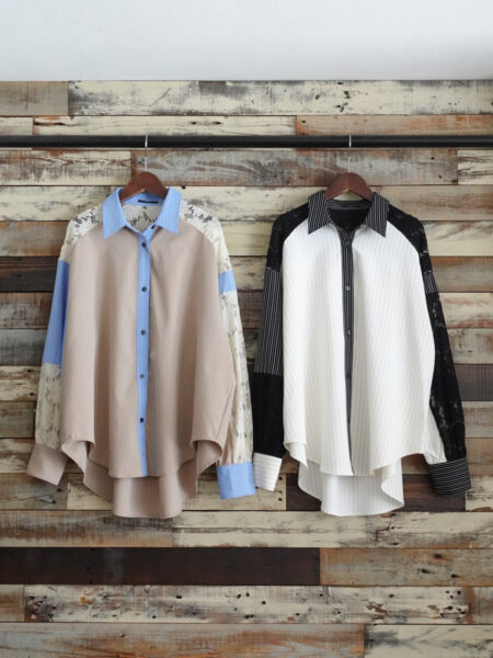 レース切替シャツブラウス／OSMOSIS(オズモーシス)