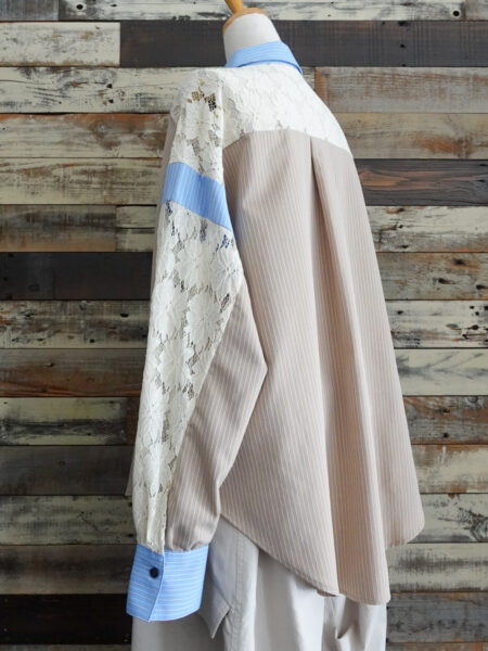 レース切替シャツブラウス／OSMOSIS(オズモーシス)