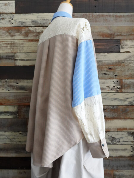 レース切替シャツブラウス／OSMOSIS(オズモーシス)