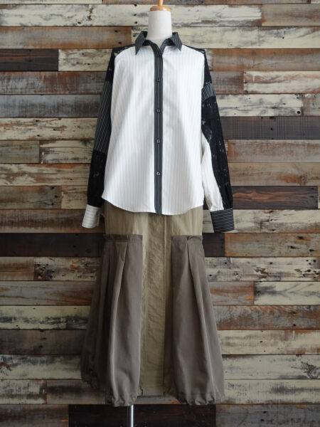 レース切替シャツブラウス／OSMOSIS(オズモーシス)／コーディネート