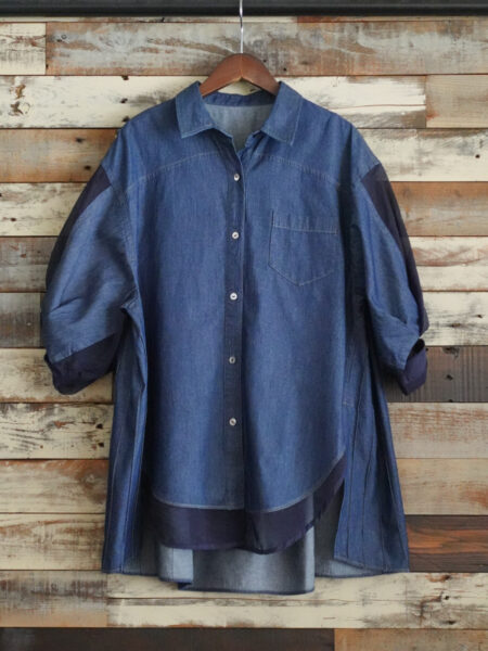 バルーンハーフスリーブデニムシャツ