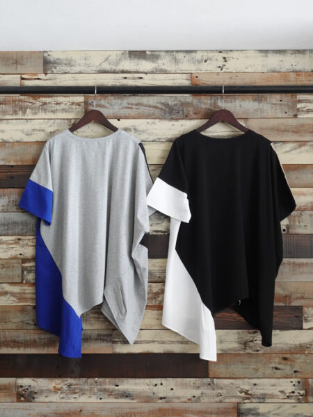 切替アシンメトリーTシャツ／OSMOSIS (オズモーシス)